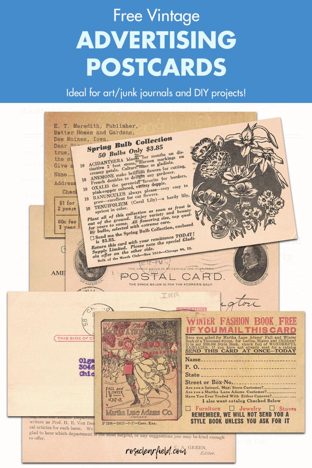 Free Printable Vintage Advertising Postcards • Rose Clearfield