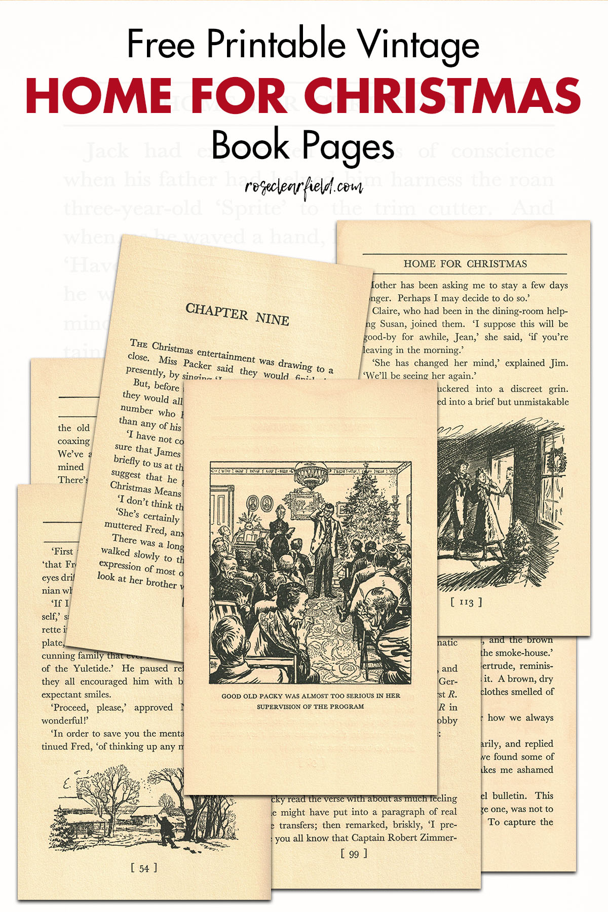 Free Printable Vintage Home for Christmas Book Pages - Rose Clearfield