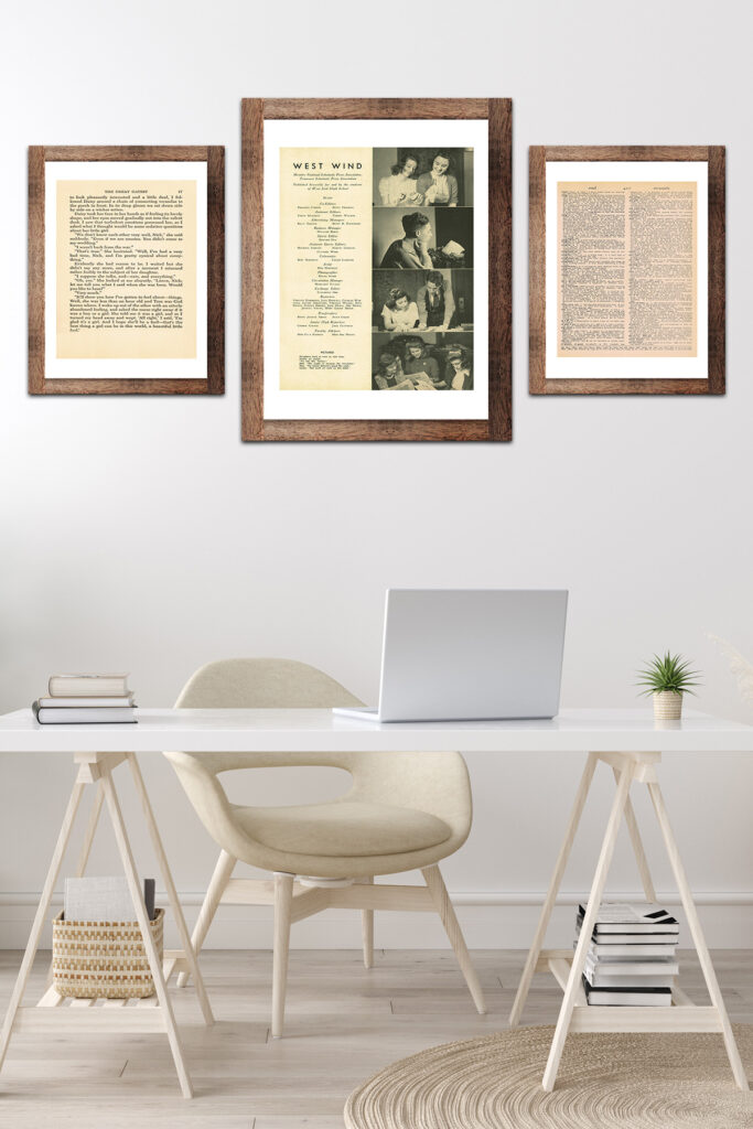 Framed Vintage Book Pages