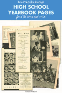 Free Printable Vintage High School Yearbook Pages from the 1940s and 1950s