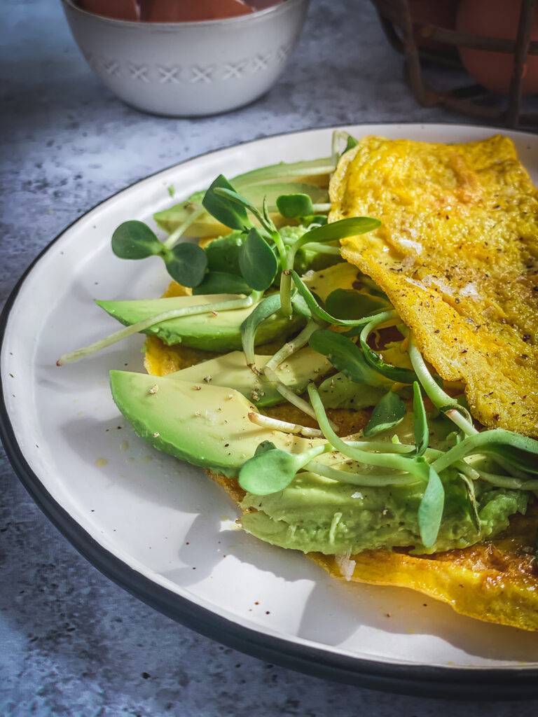 Omelet with Avocado and Greens Calm Eats