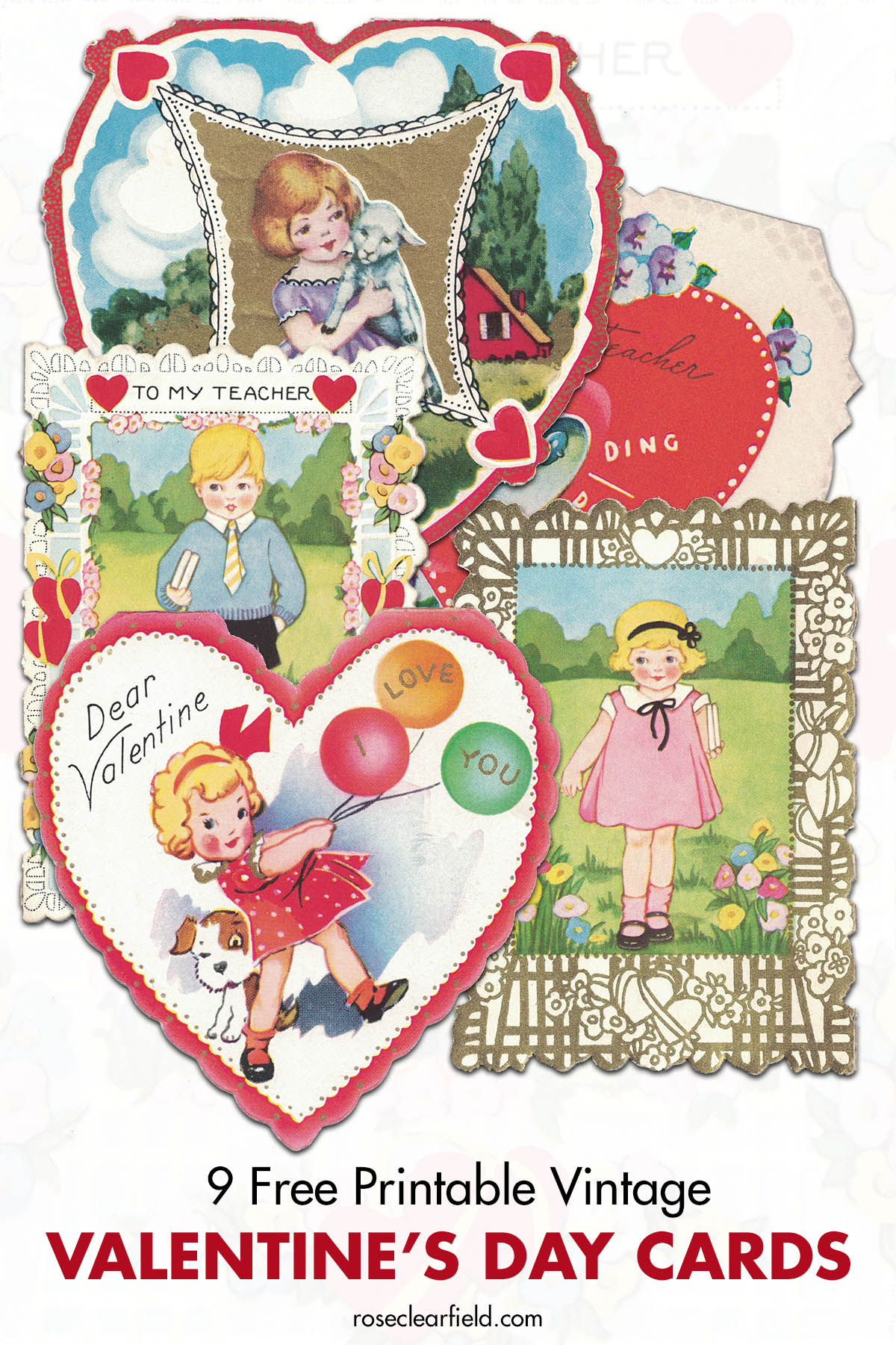 9 Free Printable Vintage Valentine s Day Cards Rose Clearfield