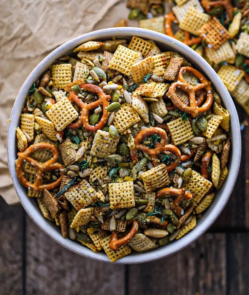 Rosemary and Thyme Chex Mix Wandering Chickpea