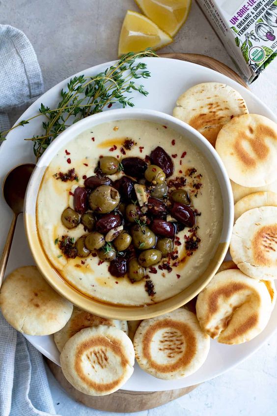 Whipped Brie Dip With Roasted Olives Nuts for Cheese