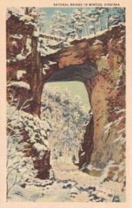 Vintage Postcard Virginia Natural Bridge in Winter with Border Preview