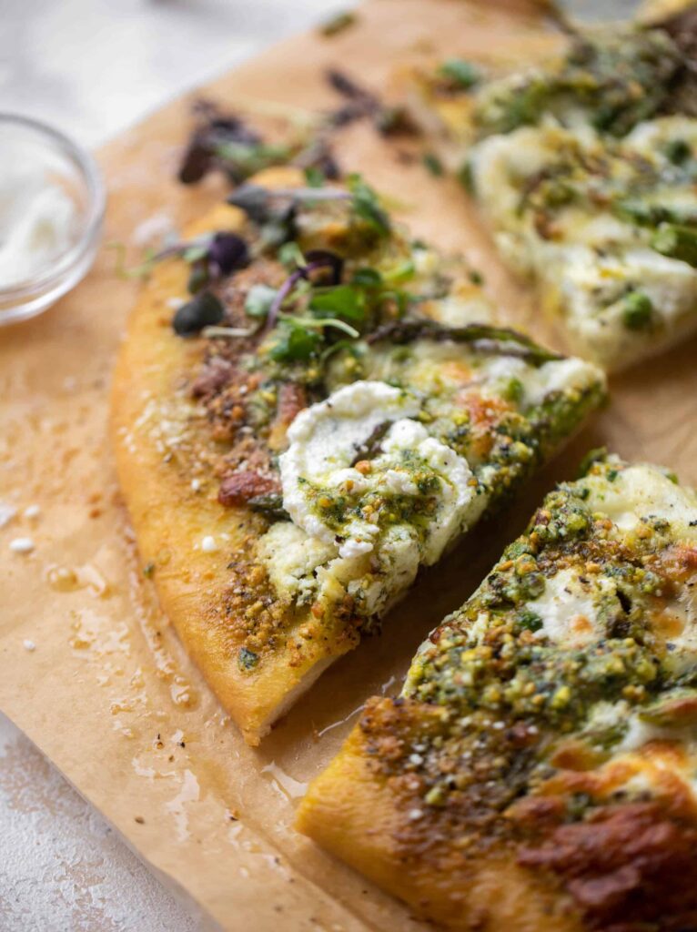 Pistachio Pesto Pizza with Asparagus and Ricotta How Sweet Eats