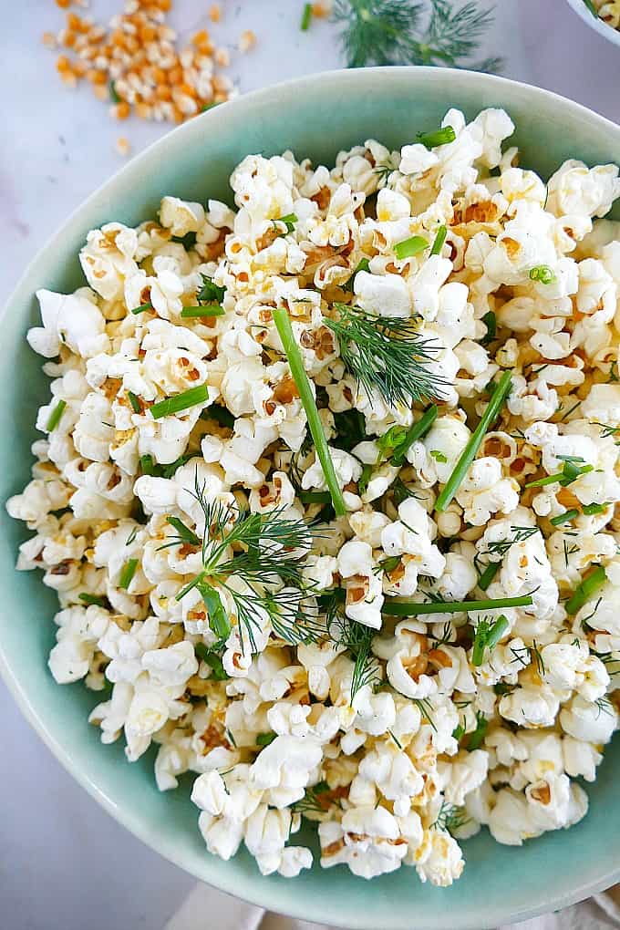 Spring Herb Popcorn It's a Veg World After All