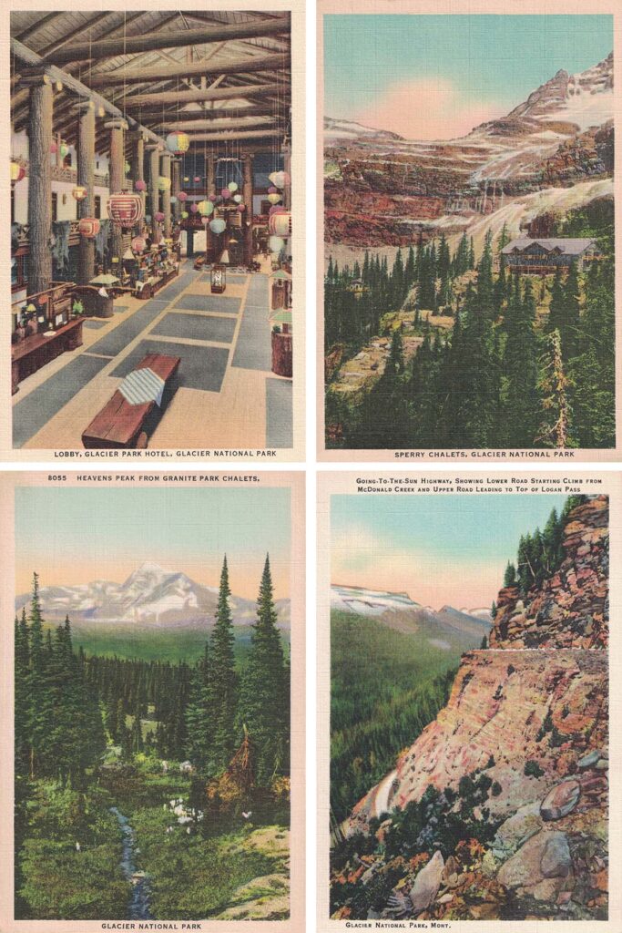 Vintage Glacier National Park Postcards Collage