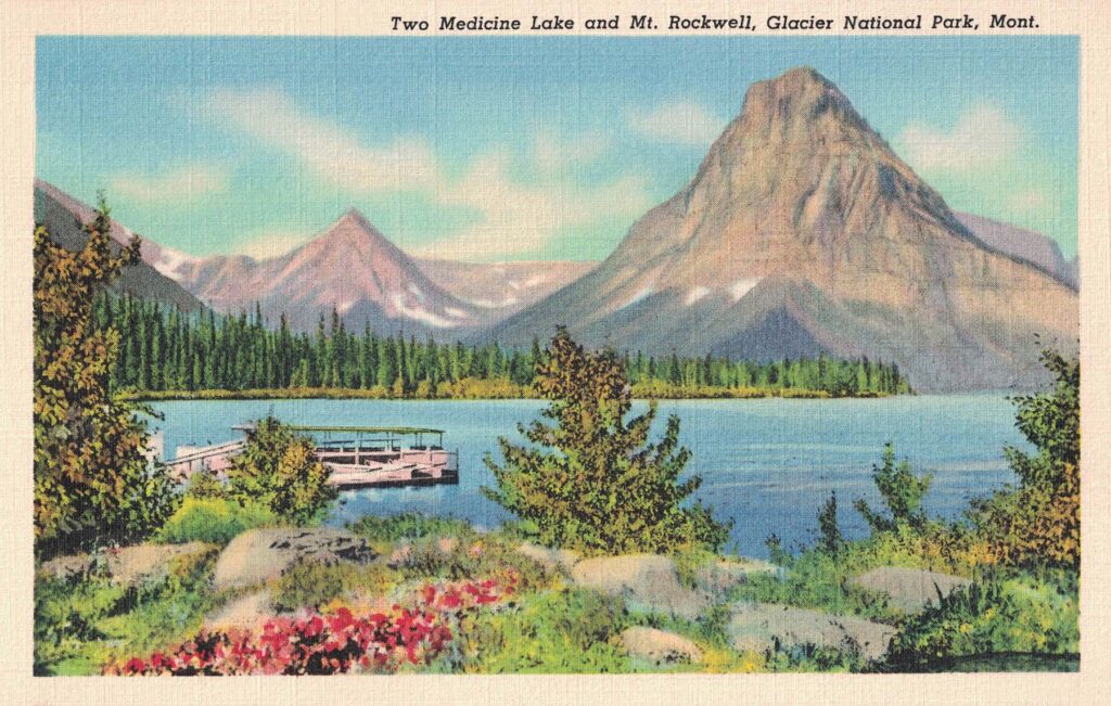 Vintage Postcard Glacier National Park Two Medicine Lake and Mount ...