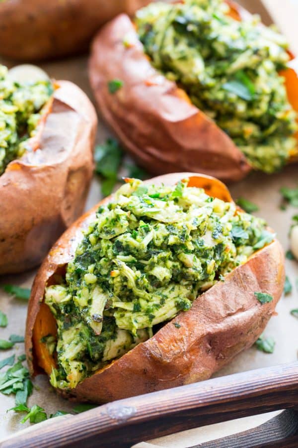 Chicken Pesto Stuffed Sweet Potatoes Paleo Running Mama