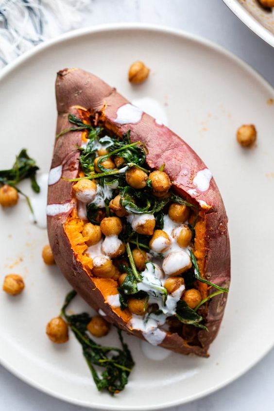 Chickpea Stuffed Sweet Potatoes Food with Feeling