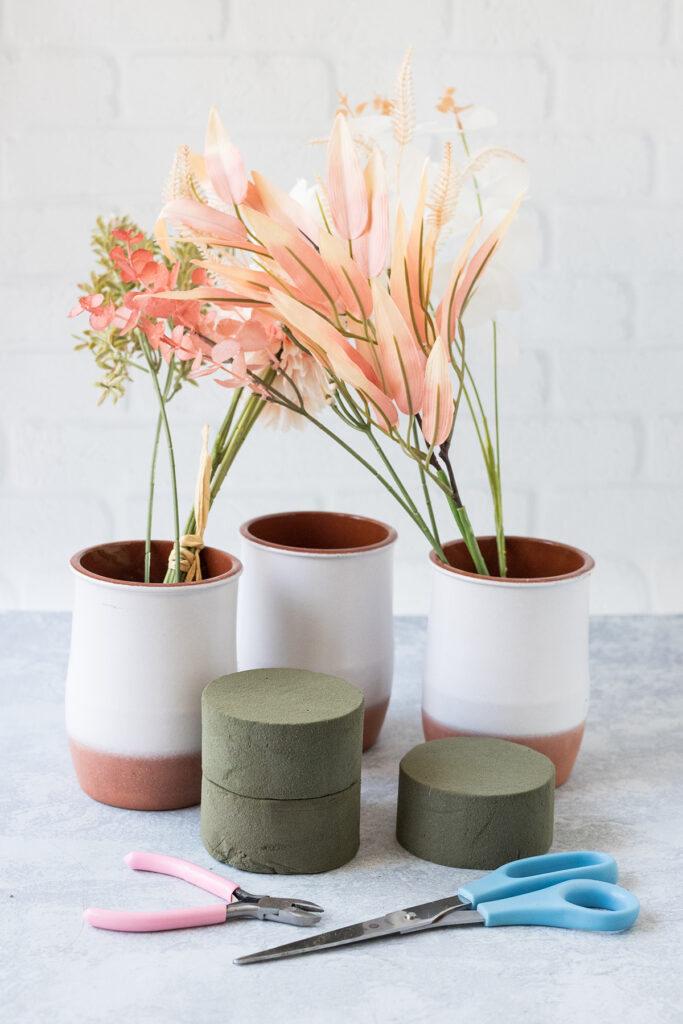 Supplies for DIY Ceramic Jar Faux Floral Bouquets