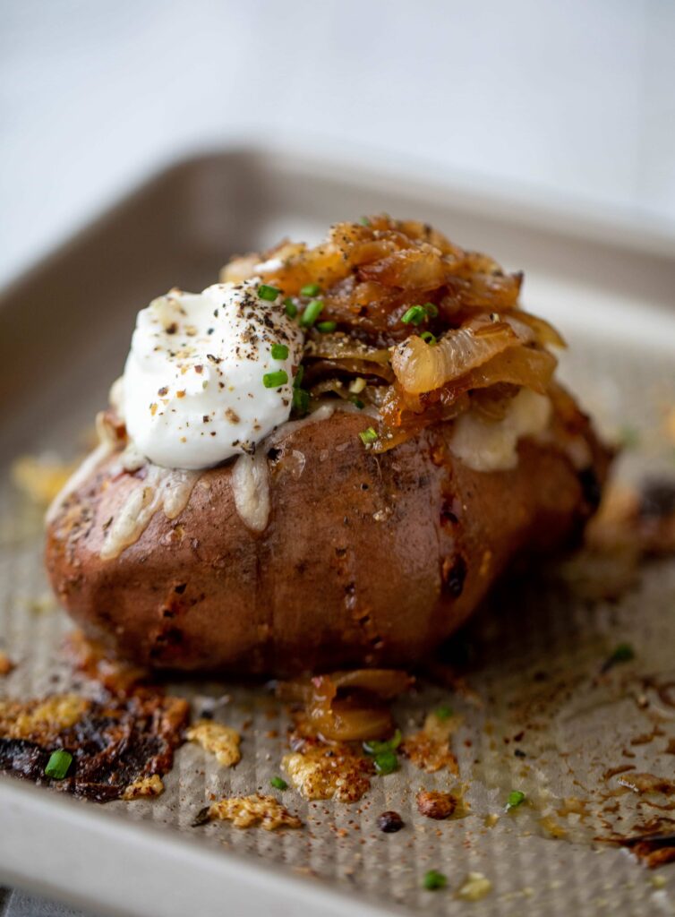 French Onion Stuffed Sweet Potatoes How Sweet Eats