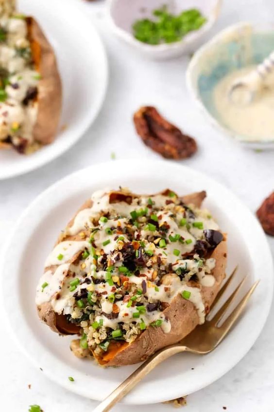 Mediterranean Stuffed Sweet Potatoes Simply Quinoa