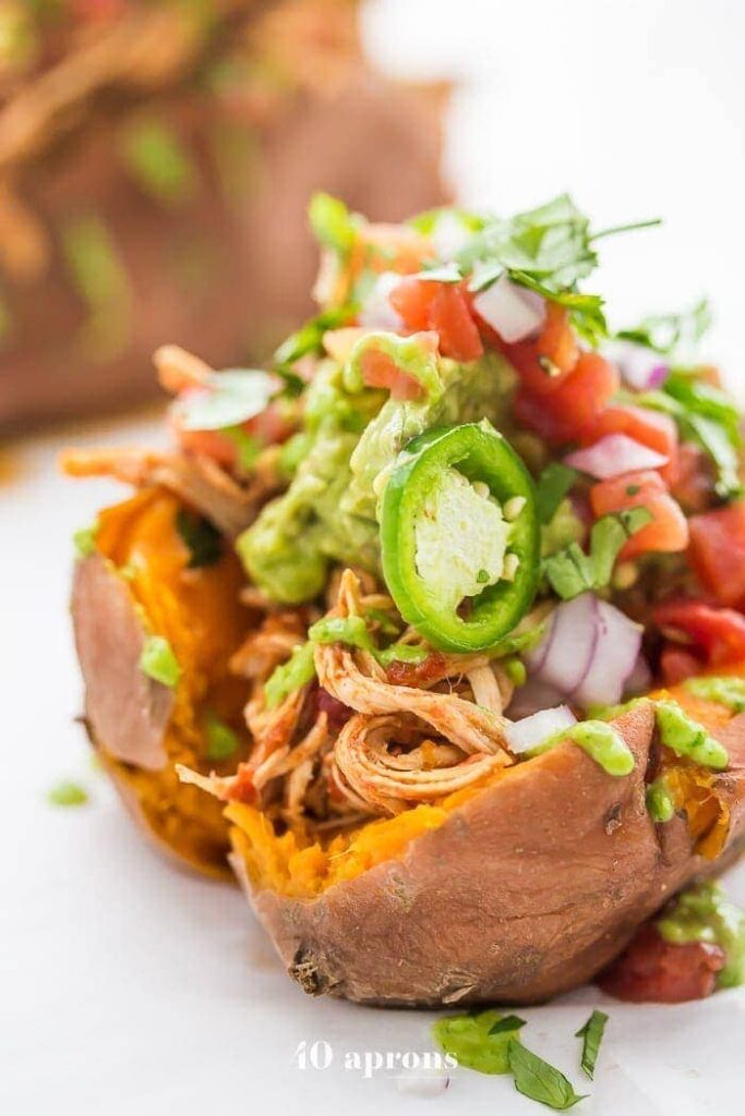 Mexican Chicken Stuffed Sweet Potatoes 40 Aprons