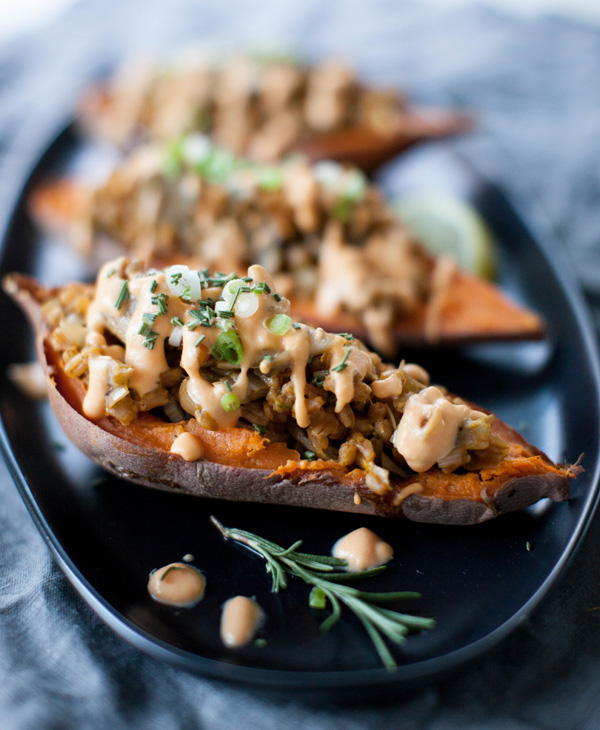 Mushroom Farro and Leek Stuffed Sweet Potatoes Sweet Potato Soul