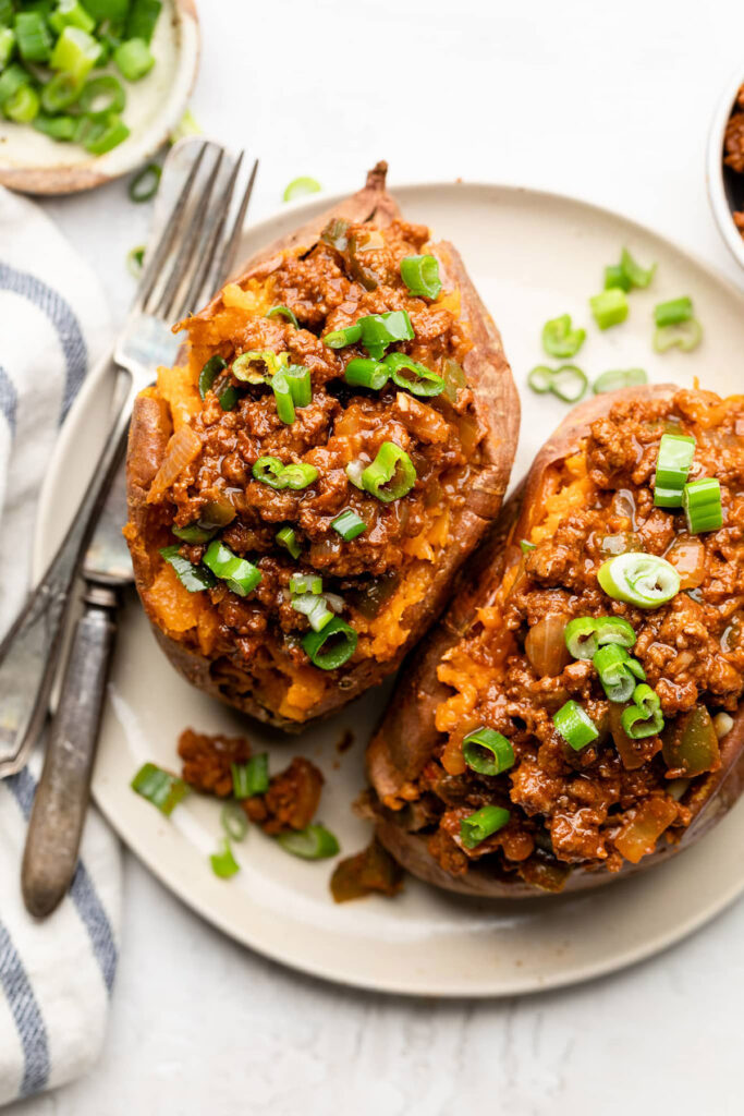 Sloppy Joe Stuffed Sweet Potatoes All the Healthy Things Small