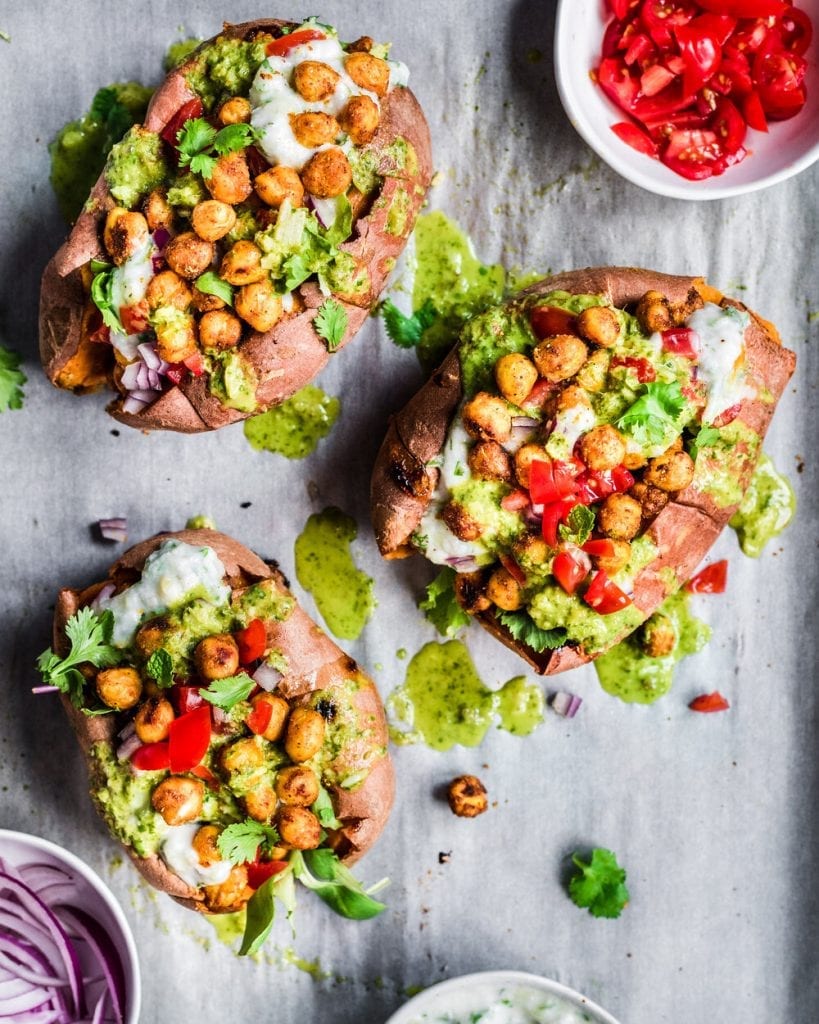 Tandoori Chickpea Stuffed Sweet Potatoes Rainbow Plant Life