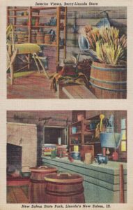 Vintage Postcard Illinois Lincoln's New Salem New Salem State Park Berry-Lincoln Store Interior Views Preview