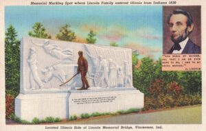 Vintage Postcard Indiana Vincennes Memorial Marking Spot Where Lincoln Family Entered Illinois From Indiana 1830 Preview