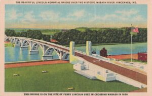 Vintage Postcard Indiana Vincennes Wabash River Lincoln Memorial Bridge Preview