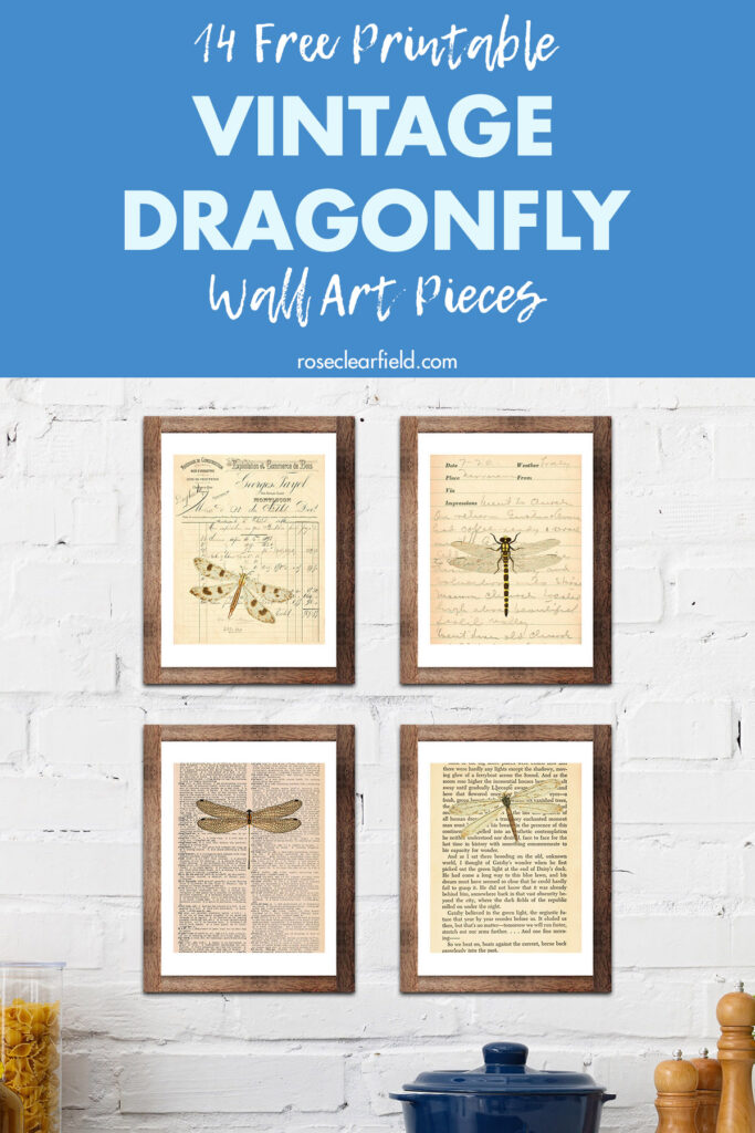 14 Free Printable Vintage Dragonfly Wall Art Pieces