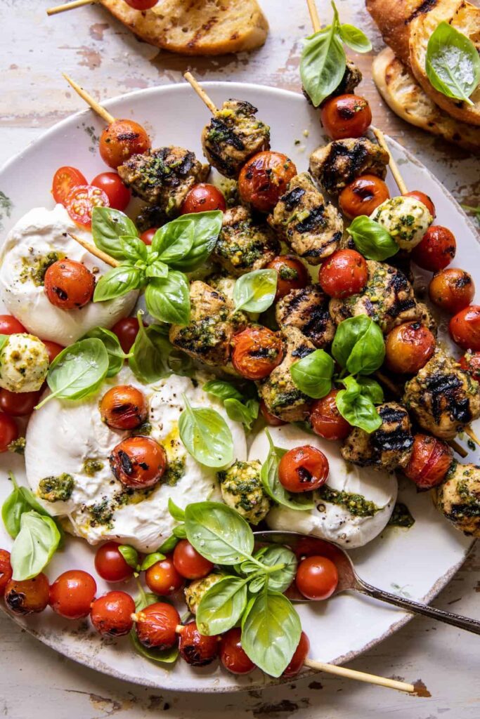 Grilled Chicken Pesto Caprese Skewers Half Baked Harvest