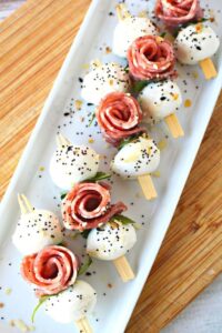 Salami Rose Caprese Skewers Salty Side Dish