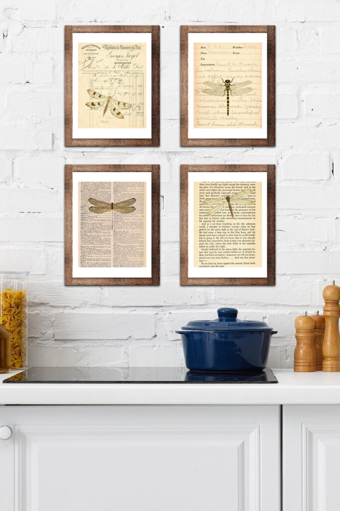 Vintage Dragonfly Wall Art Mockup