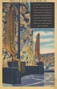 Vintage Postcard Hoover Dam Figures of the Republic Preview
