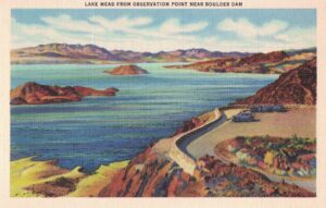 Vintage Postcard Hoover Dam Lake Mead from Observation Point Near Boulder Dam Preview