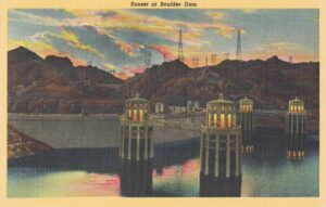 Vintage Postcard Hoover Dam Sunset Preview