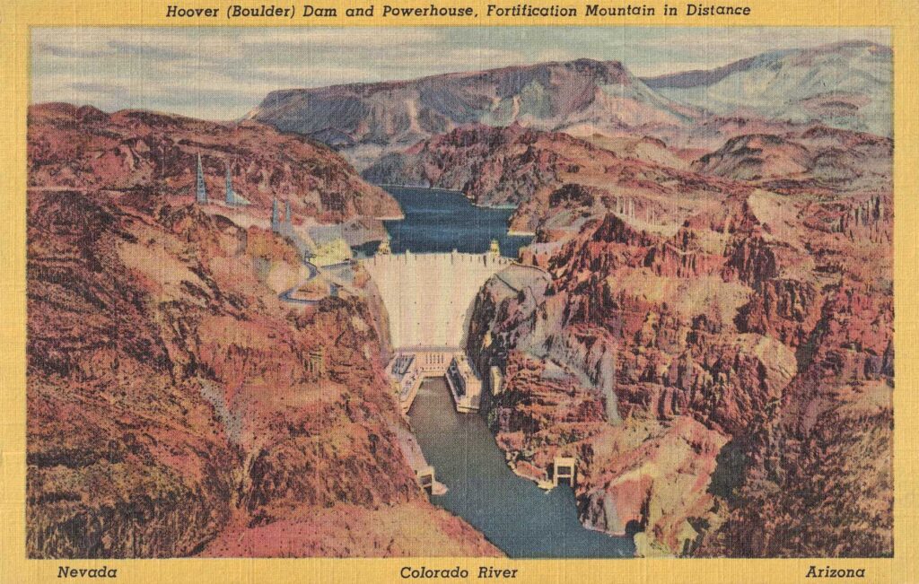 Free Printable Vintage Hoover Dam Postcards • Rose Clearfield