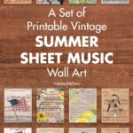 A Set of Printable Vintage Summer Sheet Music Wall Art