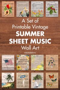 A Set of Printable Vintage Summer Sheet Music Wall Art