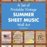 A Set of Printable Vintage Summer Sheet Music Wall Art
