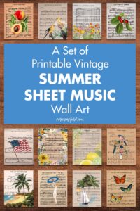 A Set of Printable Vintage Summer Sheet Music Wall Art