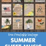 Free Printable Vintage Summer Sheet Music Wall Art