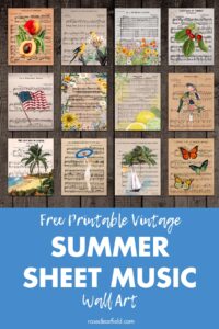Free Printable Vintage Summer Sheet Music Wall Art