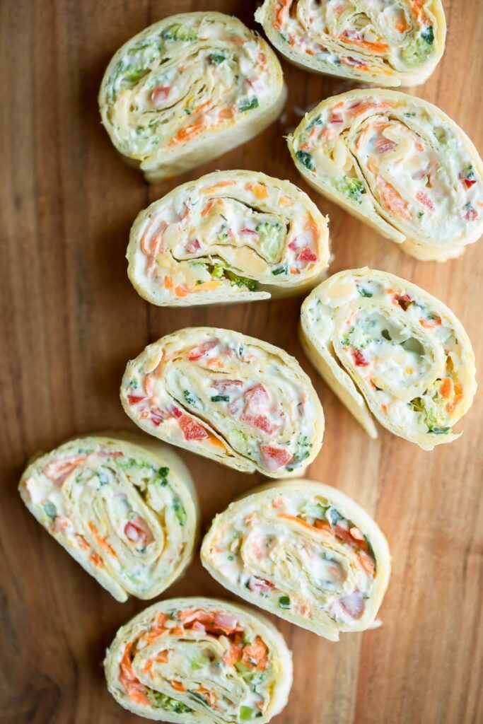 Vegetable Cream Cheese Tortilla Roll-Ups Peas and Crayons