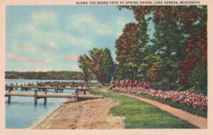 Vintage Postcard Wisconsin Lake Geneva Along the Shore Path at Spring Haven Preview