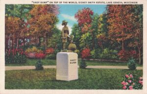 Vintage Postcard Wisconsin Lake Geneva Andy Gump on Top of the World, Sidney Smith Estate Preview
