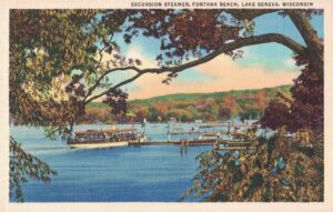 Vintage Postcard Wisconsin Lake Geneva Excursion Steamer Fontana Beach Preview