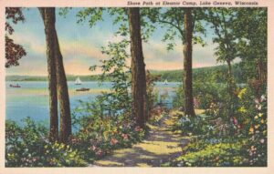 Vintage Postcard Wisconsin Lake Geneva Shore Path at Eleanor Camp Preview
