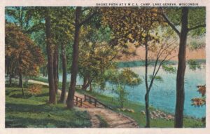 Vintage Postcard Wisconsin Lake Geneva Shore Path at YMCA Camp Preview