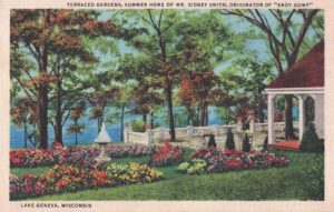 Vintage Postcard Wisconsin Lake Geneva Summer Home of Mr. Sidney Smith Terraced Gardens Preview