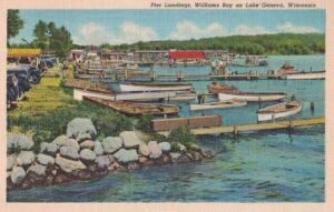 Vintage Postcard Wisconsin Lake Geneva Williams Bay Pier Landings Preview