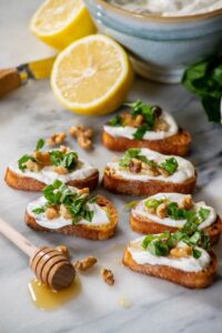Whipped Ricotta Toast With Lemon Honey Walnuts and Basil Jawns I Cooked