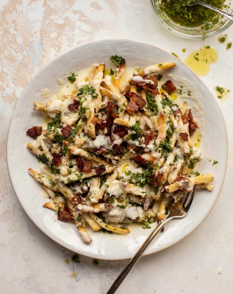Chimichurri With Chipotle Bacon Loaded Fries How Sweet Eats