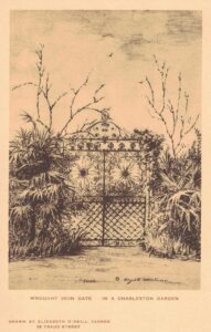 Vintage Postcard South Carolina Charleston Elizabeth O'Neill Verner Wrought Iron Gate in a Charleston Garden Preview